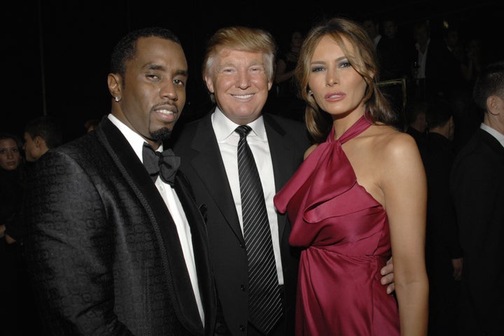 Sean "Diddy" Combs, Donald Trump and Melania Trump at a New York City gala in 2008.