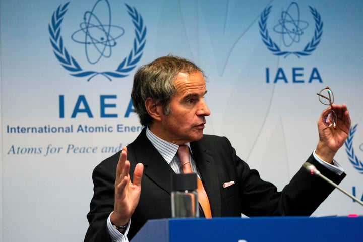 Rafael Mariano Grossi, the director-general of the International Atomic Energy Agency, speaks to journalists attending a weeklong seminar at the agency in Vienna, Austria, Wednesday, May 28, 2025. (AP Photo/Jon Gambrell)
