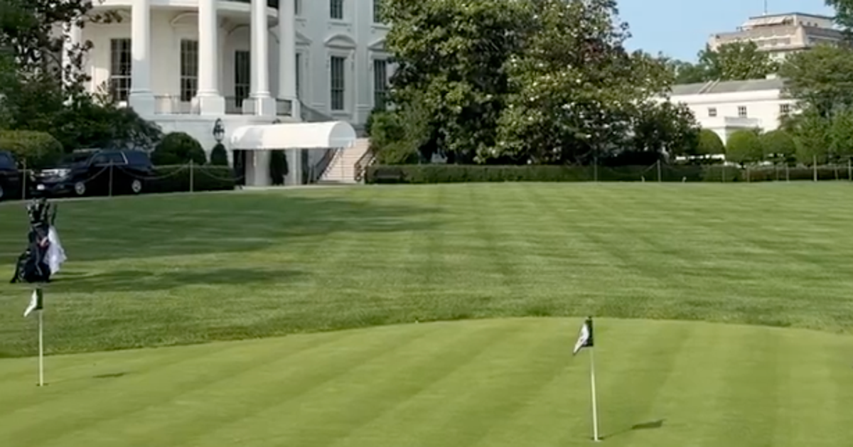 Famous Trump Golf Buddy Practices On White House Lawn In Viral Video
