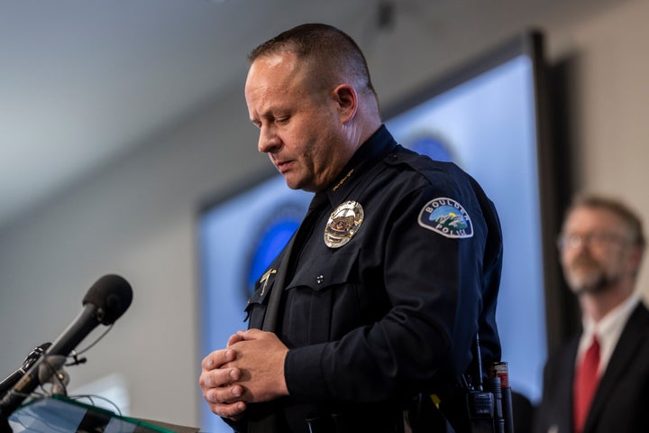 Boulder Police Chief Stephen Redfearn speaks during a press conference on June 2, 2025 in Boulder, Colorado. Authorities arrested Mohamed Sabry Soliman after he threw incendiary devices at a group peacefully expressing solidarity with the remaining Israeli hostages in Gaza. The FBI has charged Soliman with a hate crime.