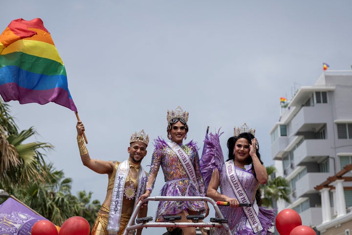Supporters and members of the LGBTQIA+ community participate in the Puerto Rico Pride Parade in celebration of Pride Month in San Juan, Puerto Rico, on June 23, 2024.