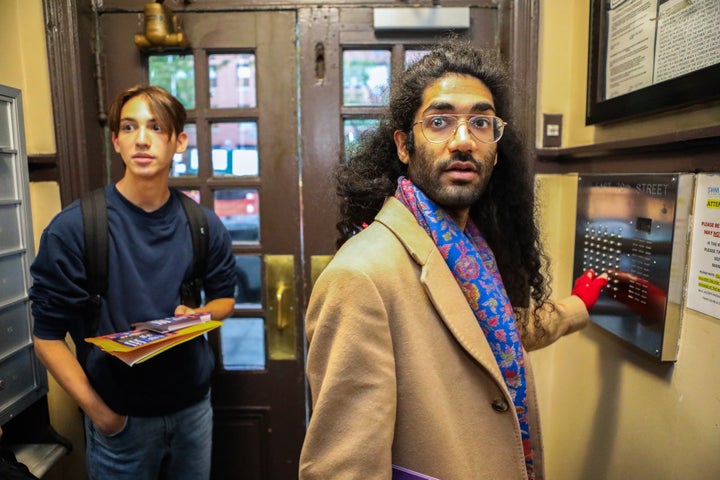 Zohran Mamdani canvassers Dylan Halper and Mohit Sani try to reach voters on the Upper East Side on May 21, 2025.