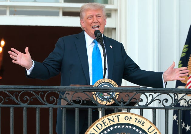 ホワイトハウスで開いたイベントで出席者に向かって話すトランプ大統領（2025年6月4日）