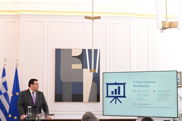 Ο υπουργός Εσωτερικών, Θοδωρής Λιβάνιος, σε εκδήλωση στο Μέγαρο Μαξίμου.