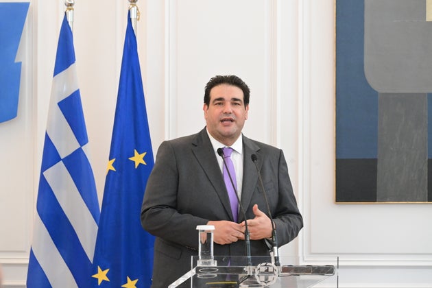 Ο υπουργός Εσωτερικών, Θοδωρής Λιβάνιος, σε εκδήλωση στο Μέγαρο Μαξίμου.