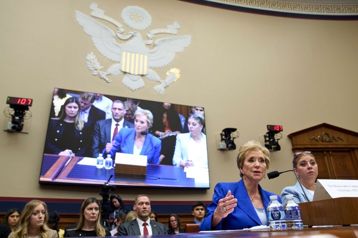 Education Secretary Linda McMahon photographed at the House Committee on Education and Workforce hearing on June 4, 2025, on Capitol Hill in Washington. 