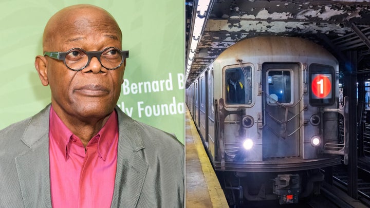 Actor Samuel L. Jackson and a New York City 1 train.
