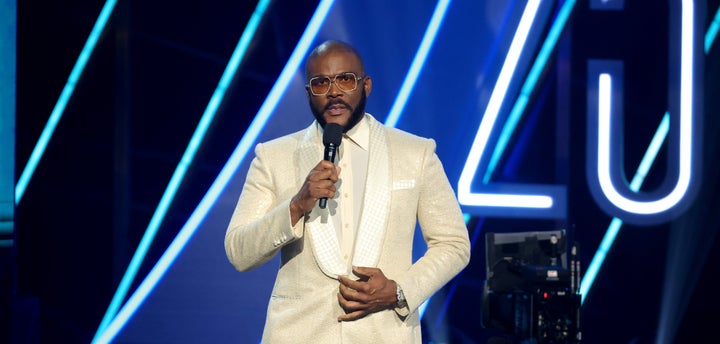Tyler Perry speaks onstage during the 2025 BET Awards.