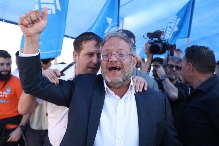During the holiday of Sukkot, far-right Israeli National Security Minister Itamar Ben Gvir attends a gathering by right-wing extremists near the border with Gaza on Oct. 21, 2024, calling to establish Jewish settlements in the Palestinian territory.