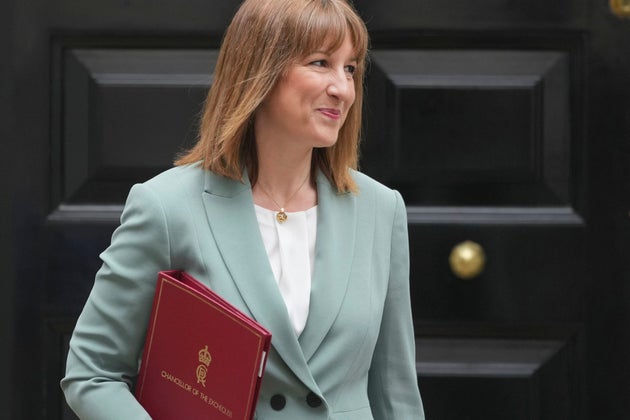 Britain's Chancellor of the Exchequer Rachel Reeves leaves 11 Downing Street to announce the government's Spending Review.