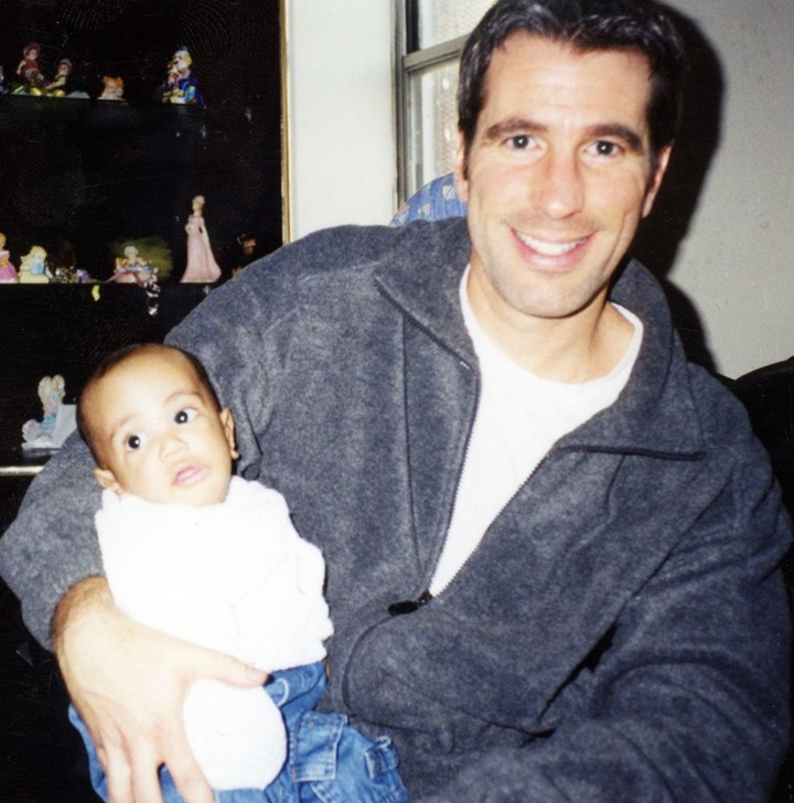 Danny Stewart holding his son for the first time (2000).