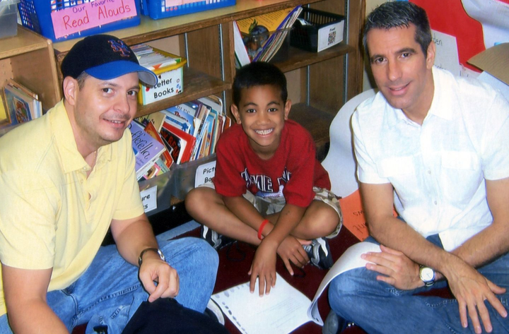 Pete Mercurio (left), Danny Stewart (right) and their son together during a "family morning at school" in 2007.