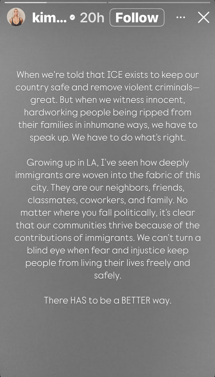 Kardashian’s statement on her Instagram Story Tuesday.