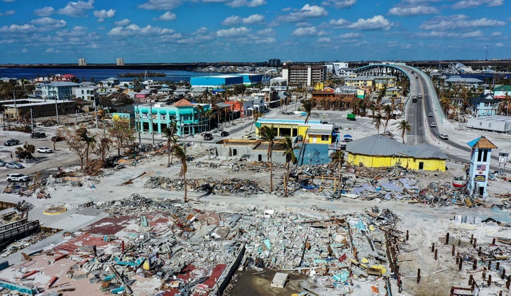 Florida received over $1 billion from FEMA following Hurricane Ian in 2022. Fort Myers Beach, on the state's west coast, is pictured following the category four storm.