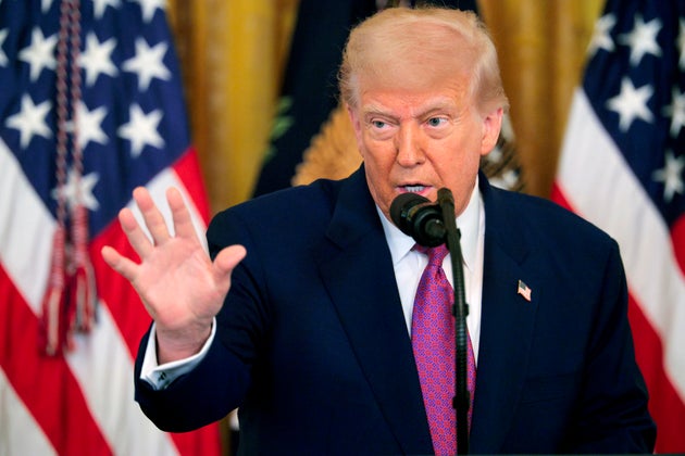 US President Donald Trump takes questions after signing a series of bills related to California’s vehicle emissions standards during an event in the East Room of the White House on June 12, 2025 in Washington, DC. 