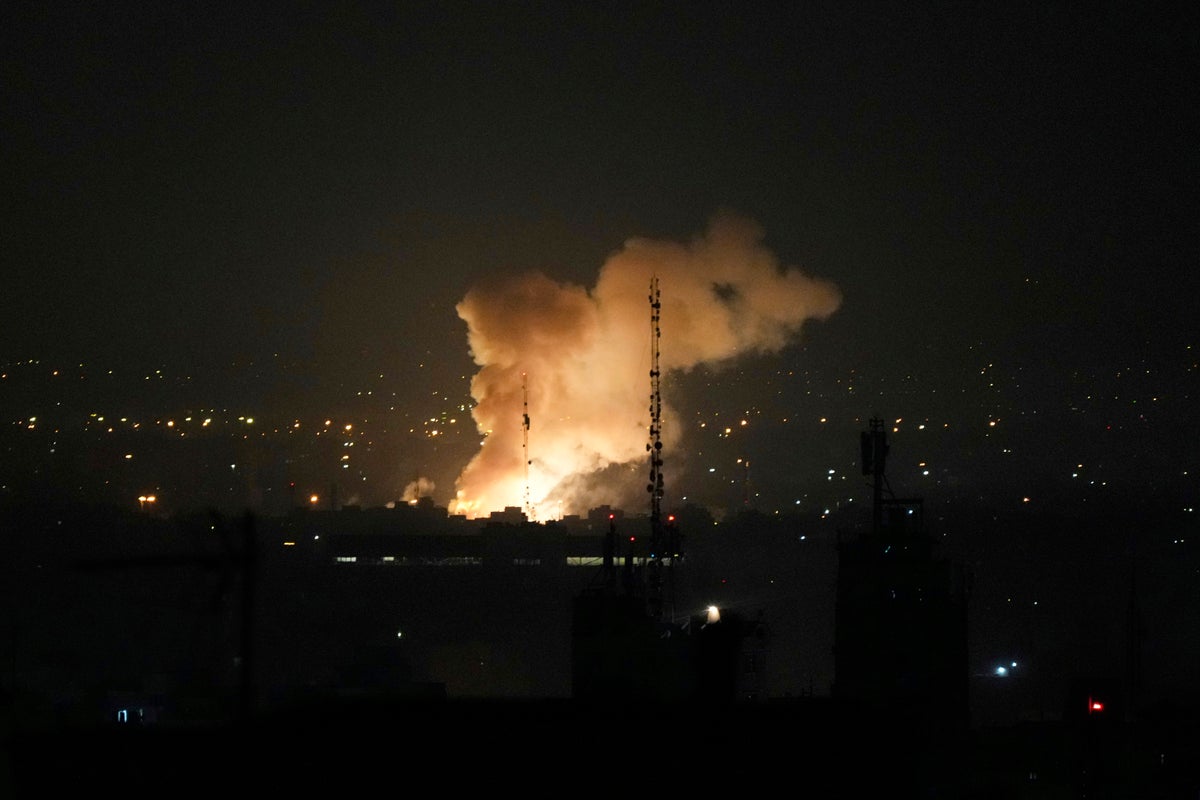 Smoke rises up after an explosion in Tehran, Iran, Friday, June 13, 2025. (AP Photo/Vahid Salemi)