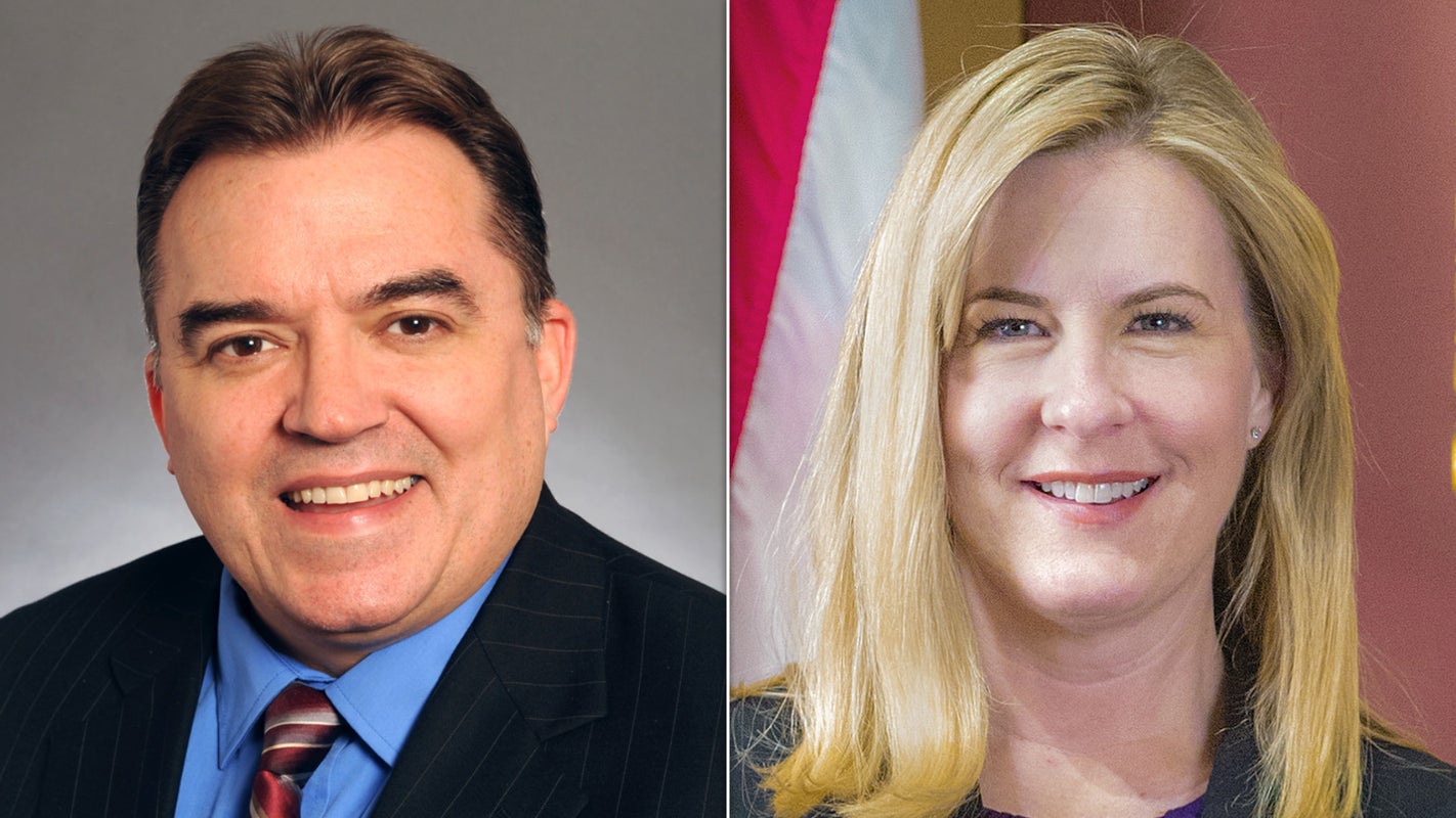 Photo illustration of Minnesota state Senator John Hoffman and Minnesota state Representative Melissa Hortman.