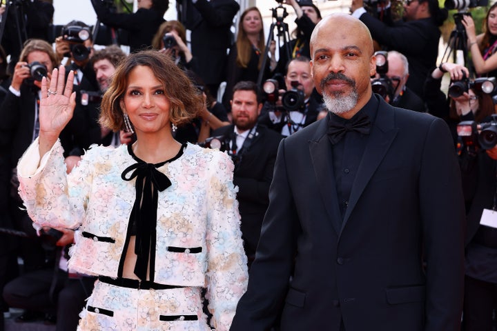 Halle Berry and Van Hunt attend the "The Phoenician Scheme" red carpet at the 78th annual Cannes Film Festival at Palais des Festivals on May 18, 2025 in Cannes, France.