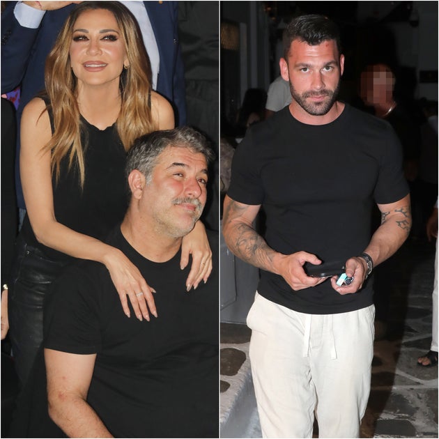 Η Δέσποινα Βανδή με τον Βασίλη Μπισμπίκη και ο Στάθης Σχίζας.