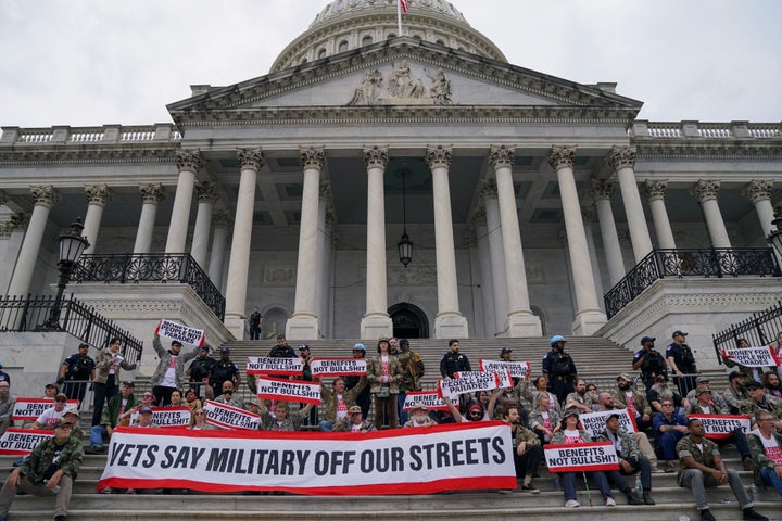 Demonstrators breach a U.S. Capitol building barrier while protesting the upcoming parade for the Army’s 250th anniversary, which falls on President Donald Trump's birthday, on June 13, 2025 in Washington, D.C.