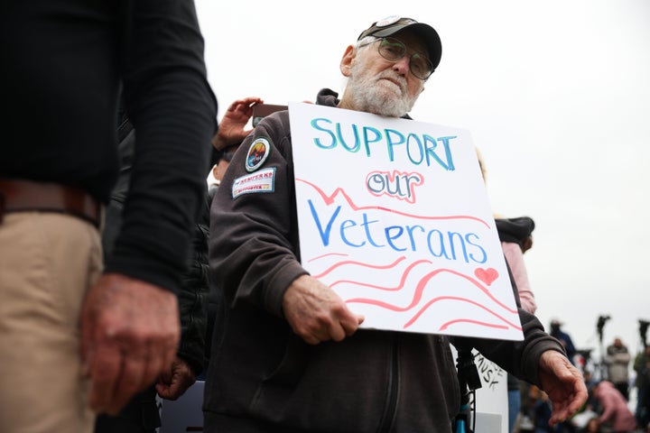 “I’m really not the issue. The issue is what President Trump is doing,” said John Spitzberg, seen here at a Veteran's March in Washington, D.C. in March.