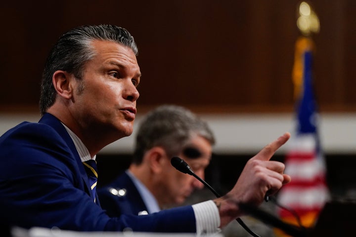 Defense Secretary Pete Hegseth says the Pentagon has given President Donald Trump possible options in how to address the attacks between Israel and Iran, during a Senate Armed Services Committee hearing in Washington, D.C., on June 18, 2025. 