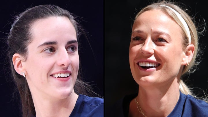 Sophie Cunningham, right, a teammate of Caitlin Clark, left, posted a video nodding at her hard foul play following a brawl.