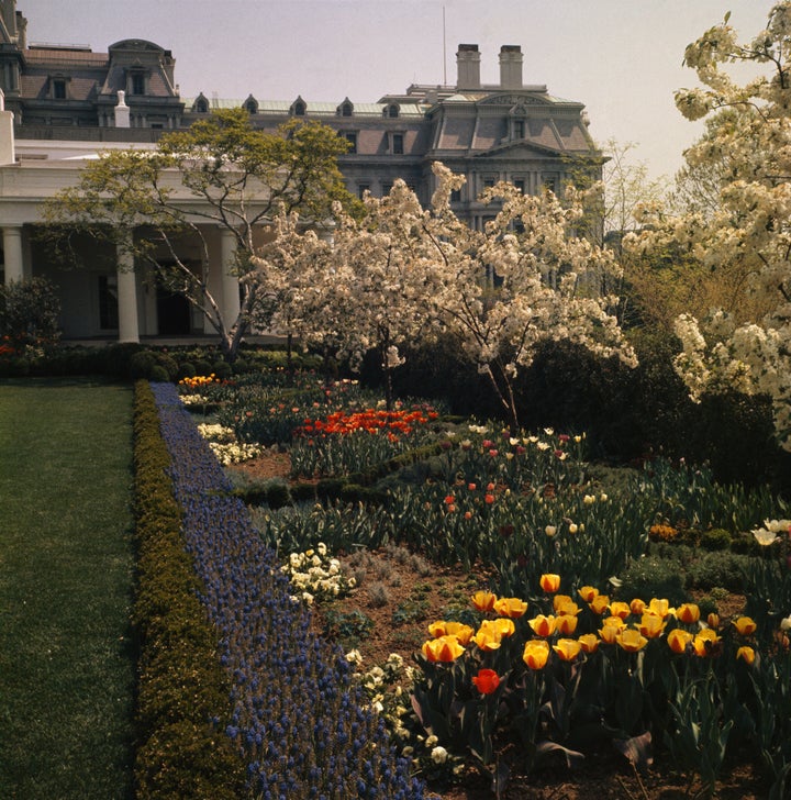 A portion of the White House Rose Garden in April 1963.