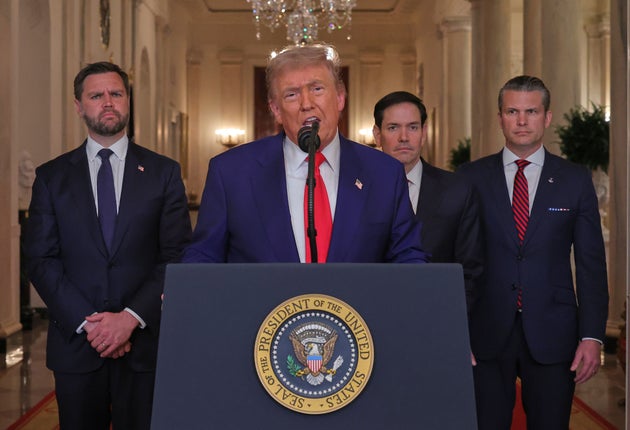 ホワイトハウスで会見し、イランへの攻撃を発表したトランプ大統領（2025年6月21日）