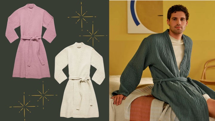 The Brooklinen Airweave Crinkle Cotton robe comes in three colors.