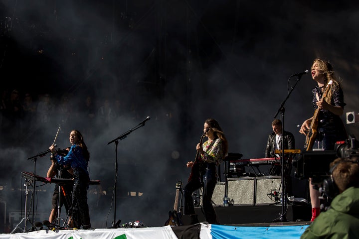 Haim on stage at Glastonbury in 2017