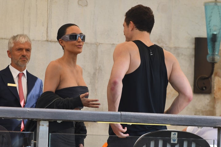 Kim Kardashian and Orlando Bloom ahead of Jeff Bezos and Lauren Sánchez Wedding on June 26 in Venice, Italy. 