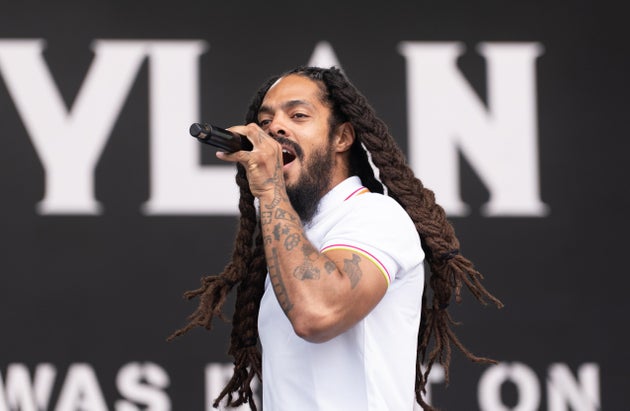 Bobby Vylan of Bob Vylan performing at Glastonbury on Saturday