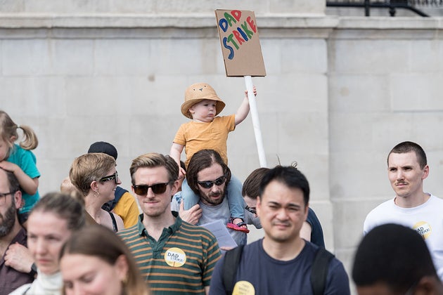 Fathers together with mothers and supporters take part in the Dad Strike.