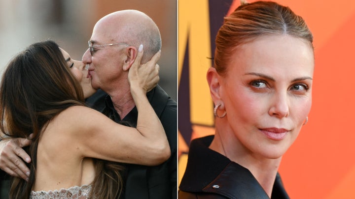 Jeff Bezos kissing Lauren Sánchez in Venice over the weekend, and Charlize Theron