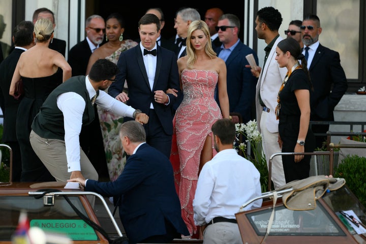 Ivanka Trump and her husband, Jared Kushner, leave the St. Regis Hotel in Venice, Italy, on Friday to head to Bezos’ wedding festivities.