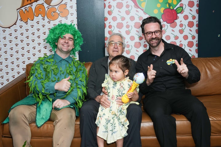 Robert De Niro and his daughter Gia are pumped for the Wiggles concert in the backstage.