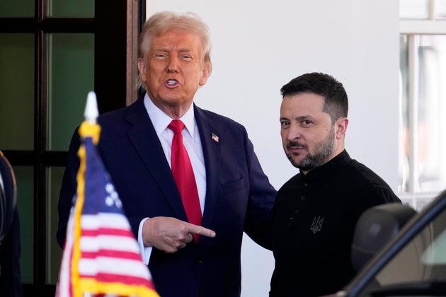 US President Donald Trump welcomes Ukraine President Volodymyr Zelenskyy at the White House in Washington, Feb. 28, 2025.