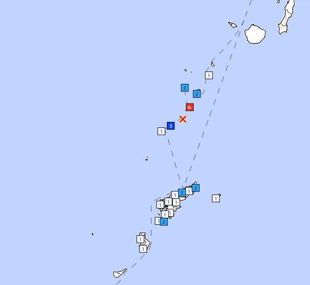 鹿児島県十島村悪石島で震度6弱の地震
