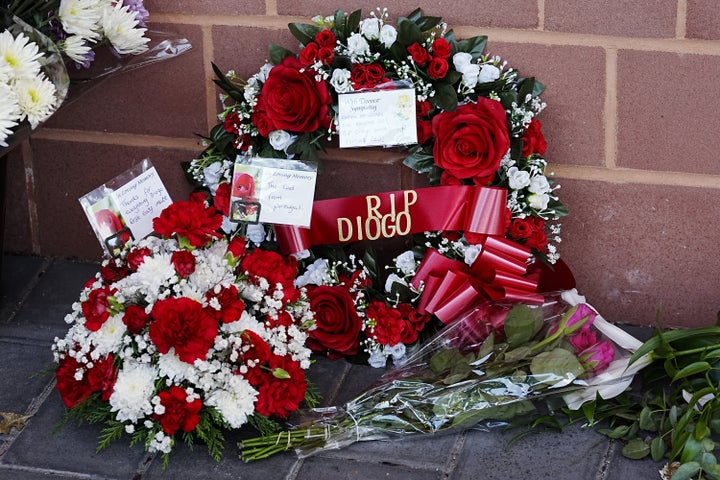 Tributes at Liverpool's Anfield Stadium in memory of Diogo Jota.