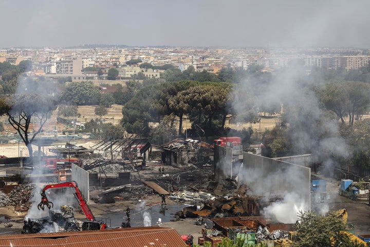 The explosion was heard across the Italian capital shortly after 8 a.m., sending up a huge cloud of dark smoke and fire visible from several areas of the city. 