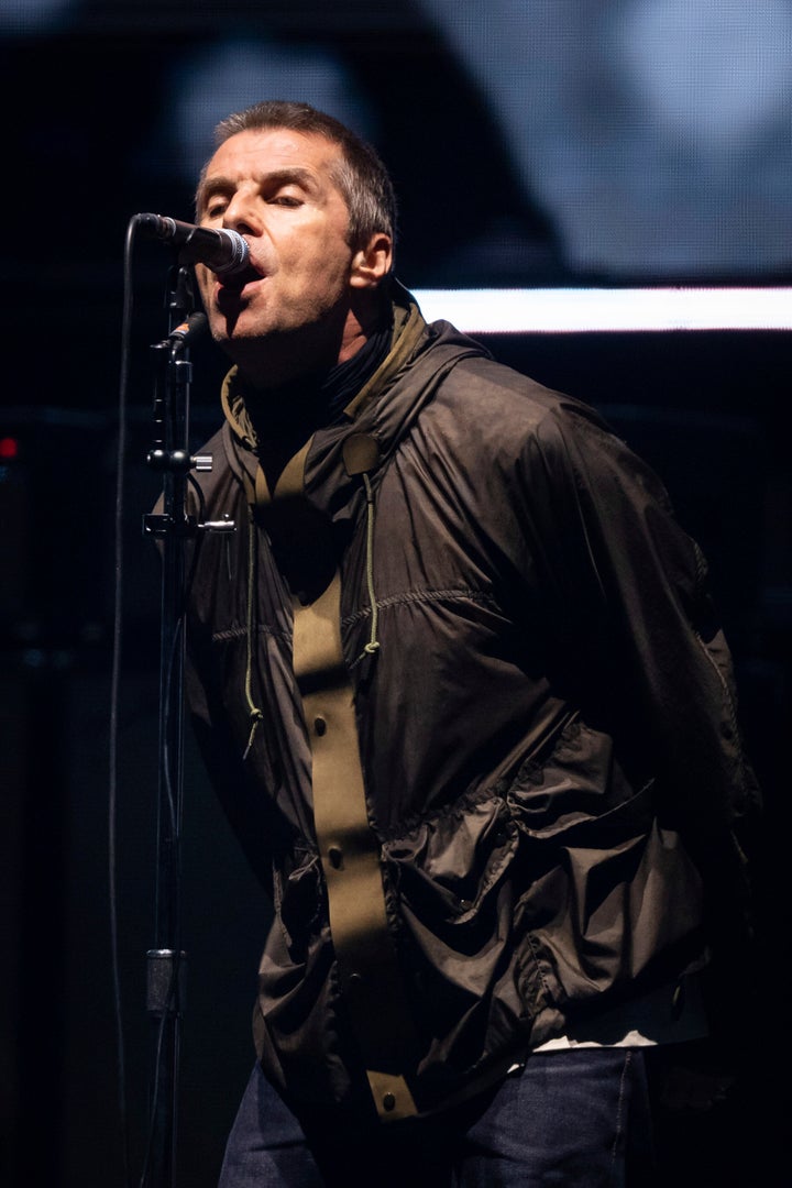 Liam Gallagher performing during Oasis' first gig in almost 20 years