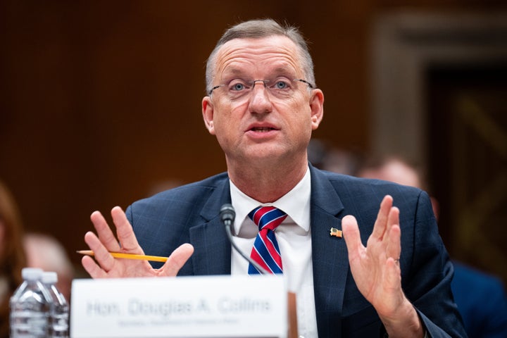 Secretary of Veterans Affairs Doug Collins testifies during a Senate Appropriations subcommittee hearing on June 24, 2025. 