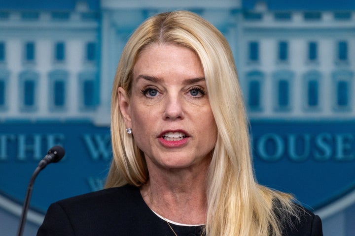 Attorney General Pam Bondi speaks to reporters at the White House on June 27 in Washington, D.C.