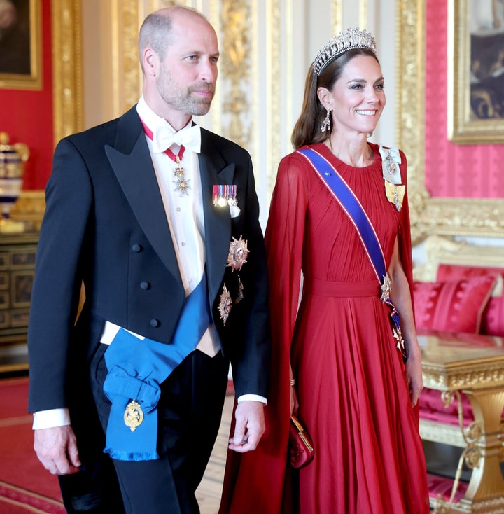 Kate dazzled in a tiara and earrings that were once Queen Elizabeth's.