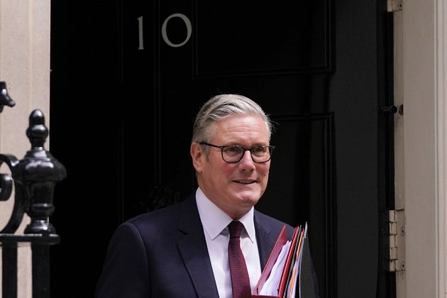 Keir Starmer leaves 10 Downing Street to attend PMQs this afternoon.