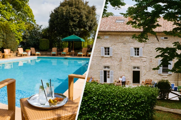 The pool at Calcot & Spa (left) and Villa Pia in Umbria.