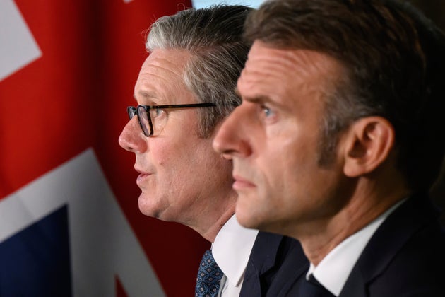 Keir Starmer and Emmanuel Macron at their press conference.