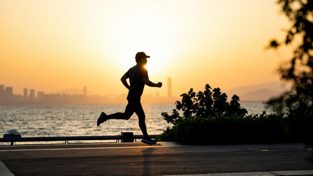 Person running on sunny day