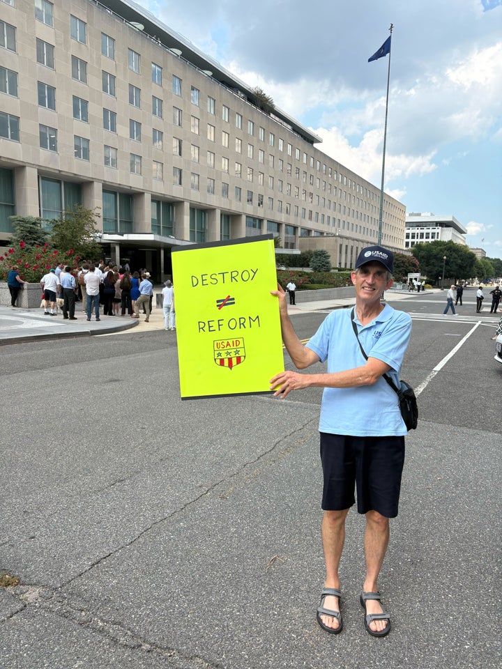 Former USAID official Tom Rhodes outside the State Department on July 11, 2025.